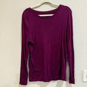 A New Day Women's XL Long‎ Sleeve Top Purple Blend Modal Cotton Soft Knit